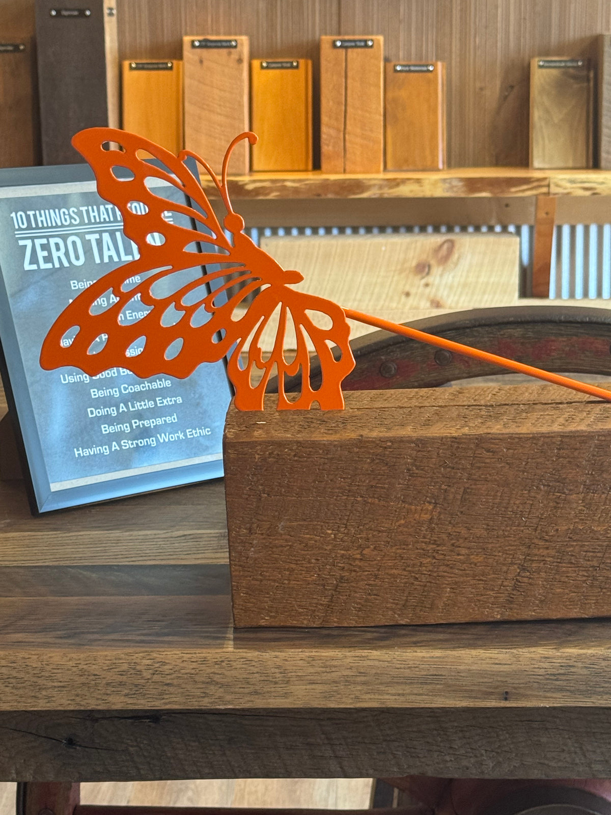 Orange Butterfly Metal Garden Stake